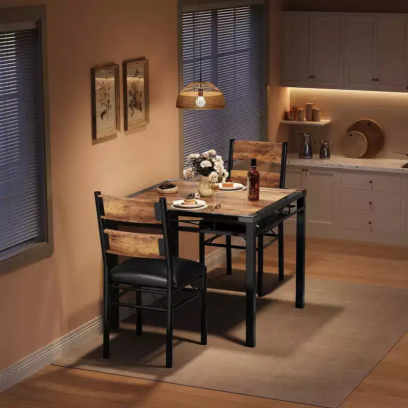 Set tavolo da pranzo per 4, con 4 sedie imbottite, set da 5 pezzi tavolo da cucina e sala da pranzo in legno con protezione angolare per cucina, appartamento, piccoli spazi