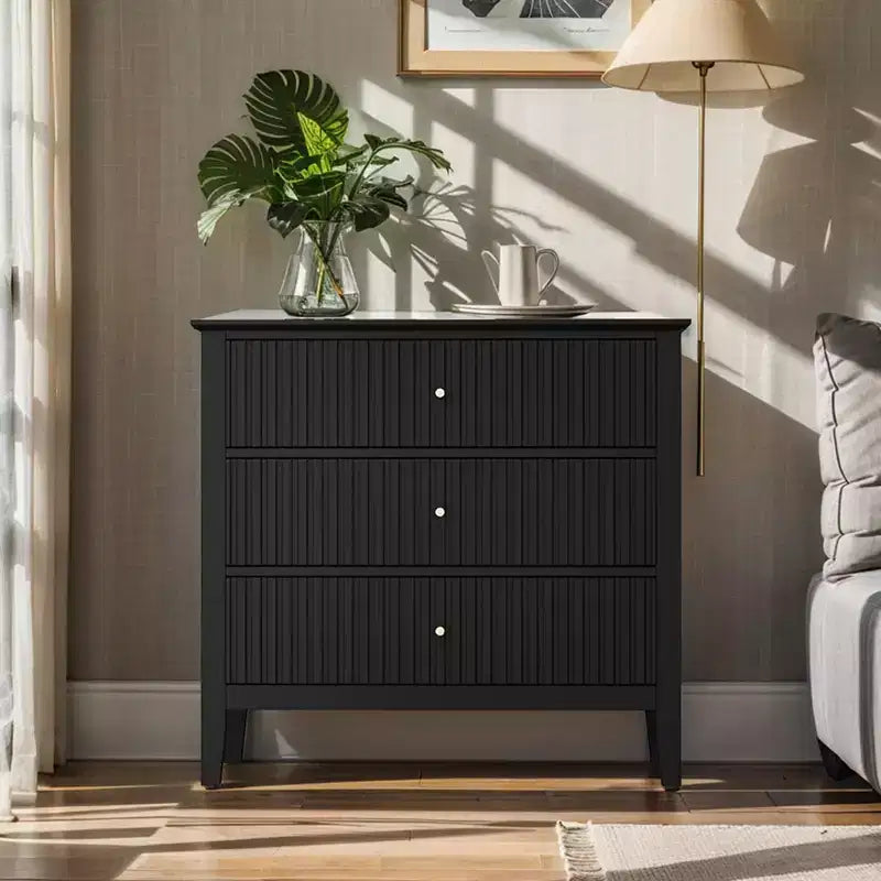 Heynemo Commode 3 Tiroirs, Table de Chevet en Bois Peint de 76 cm de Haut avec Rangement, Grande Commode Moderne avec Coulisses à Roulement à Billes
