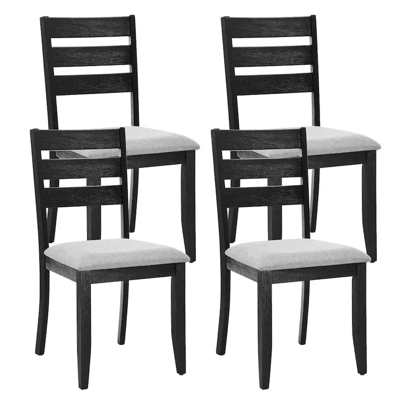 Sedie da pranzo in legno con schienale a doghe, set da 4