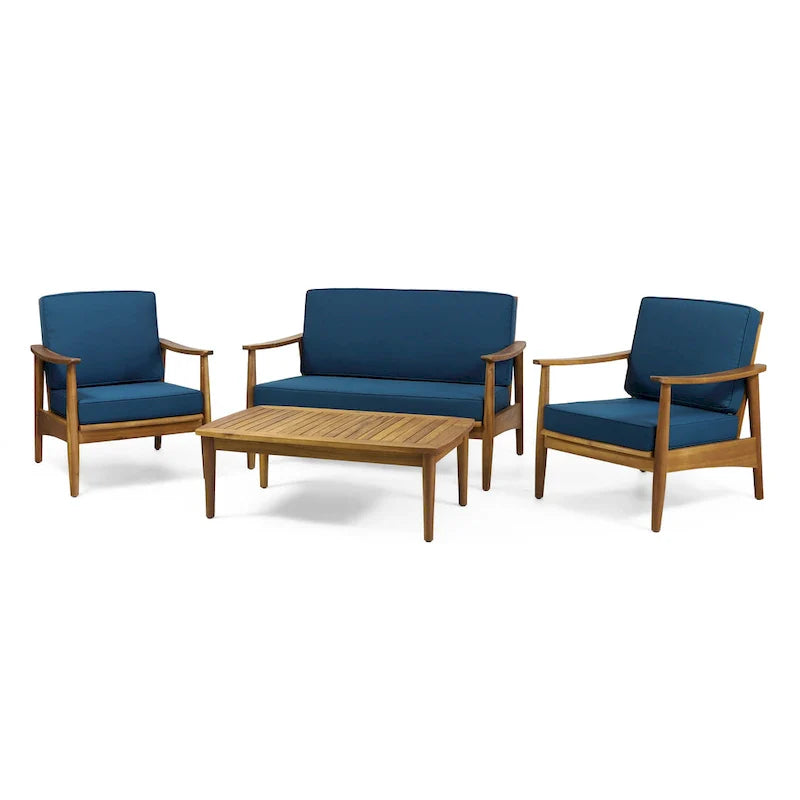 Salotto da esterno a 4 posti in legno di acacia Willowbrook di Christopher Knight Home