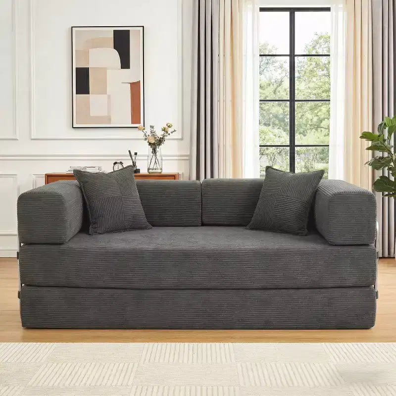 Dyonery 78Divano Letto Pieghevole Convertibile in Corduroy King Size Divano Letto a Pavimento Combinazione 4-in-1 Divano Modulare Componibile Divano Comodo Pieghevole.