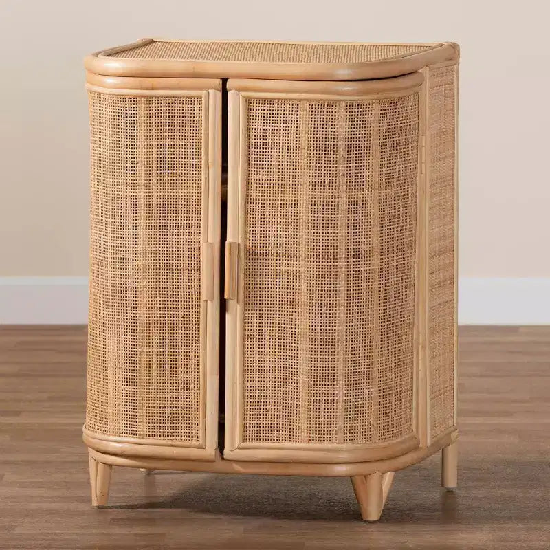 bali & pari Yanka Mobile Contenitore in Rattan Naturale: Artigianale, 2 Ripiani, Design Bohemien