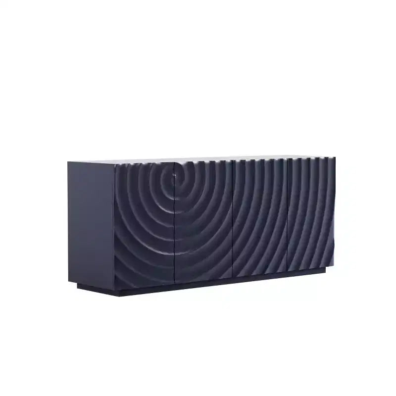 59 Modern Spiral Madia Buffet, Mobile Contenitore a Basso Profilo da Ingresso con Ante a Ondulazione 3D