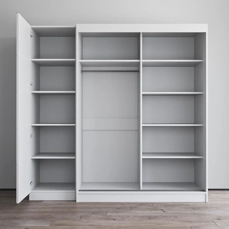 Armadio a 2 ante con specchio, frontale in vetro, 2 persone (grigio/nero/bianco)
