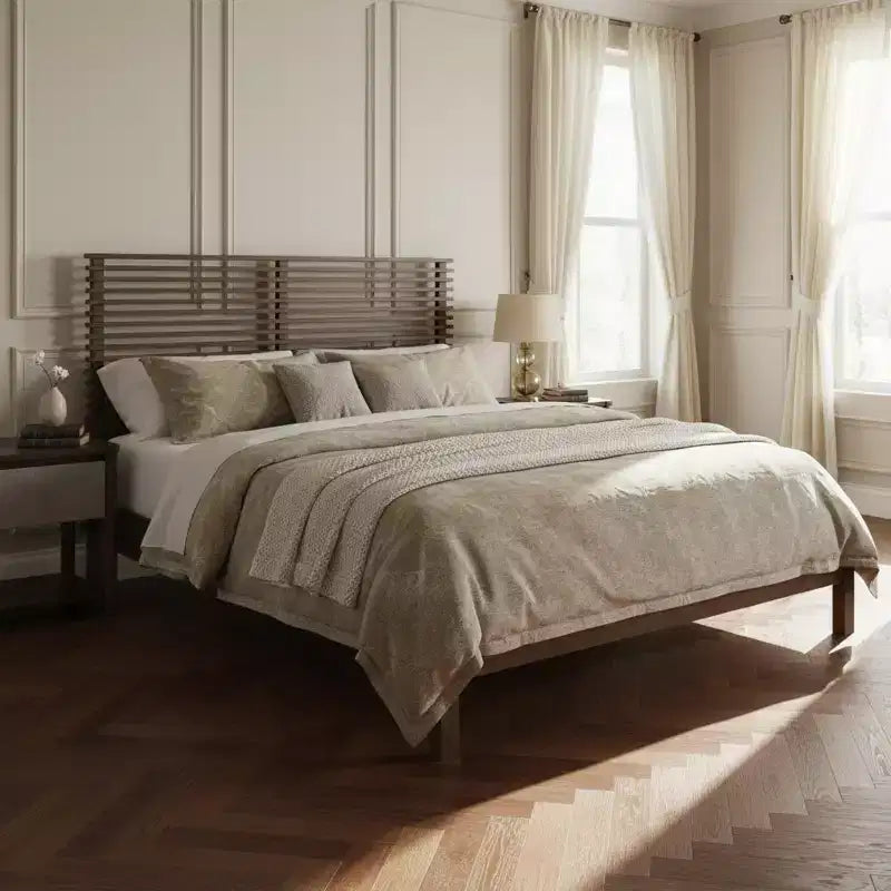 Christopher Knight Home Eunji - Struttura letto moderna in legno di pino con testiera a doghe orizzontali