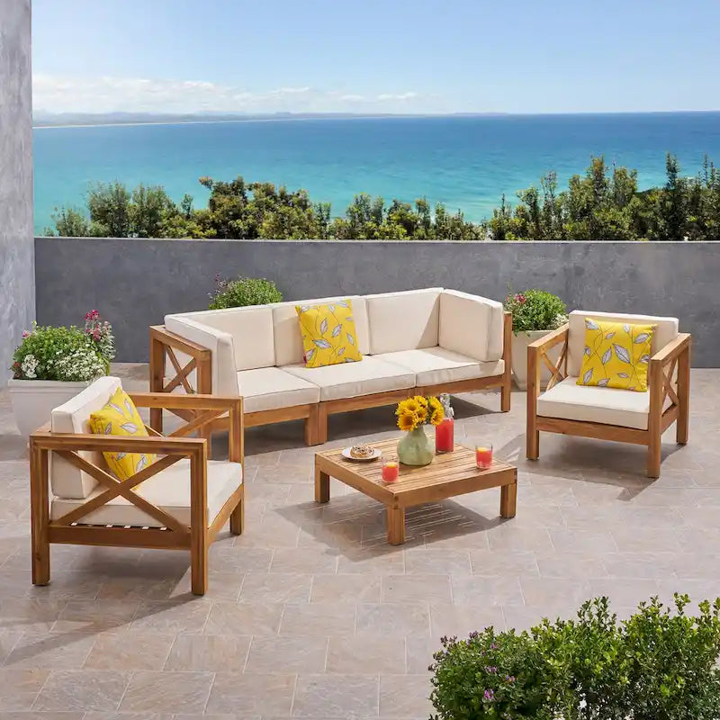 Set da conversazione Brava Outdoor a 6 pezzi in legno di acacia di Christopher Knight Home