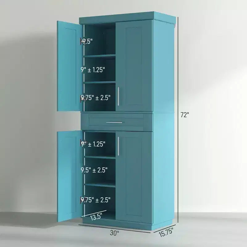 Dispensa da Cucina Moderna, Mobile Autoportante con Ante e Cassetti, Ripiani Regolabili