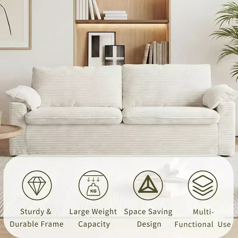 Dyonery 86 Cloud Loveseat Sofa, seduta profonda e ampi braccioli con cuscini, telaio robusto, design ergonomico e traspirante