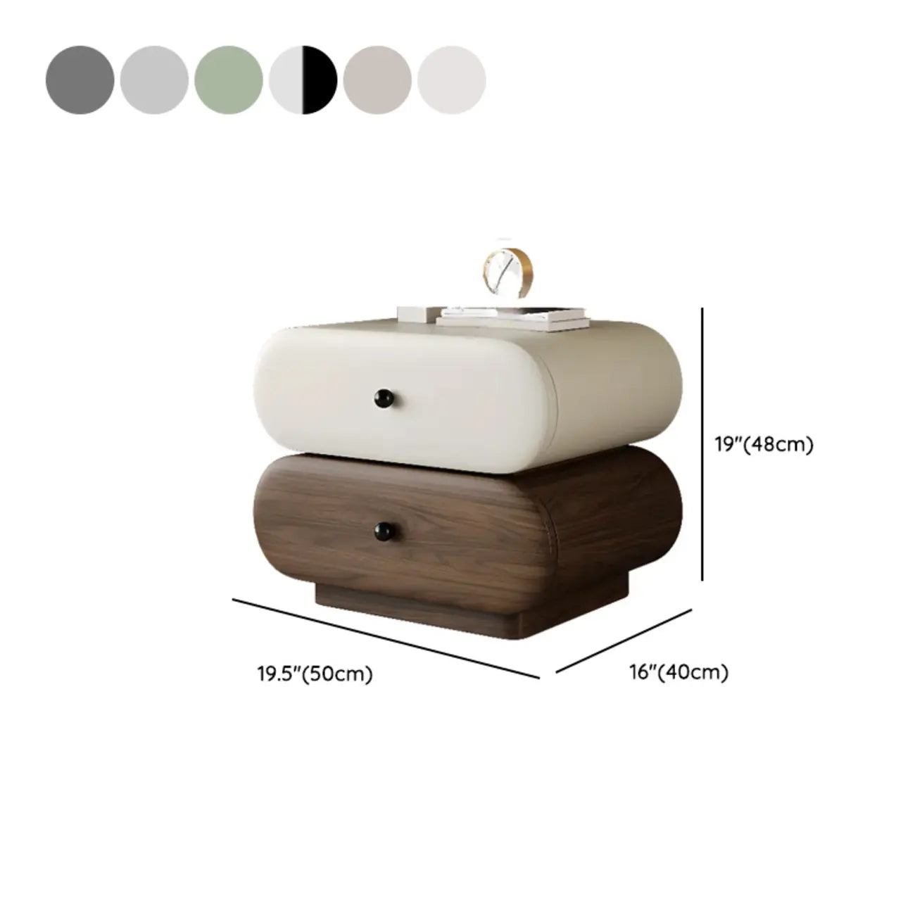 Comodino moderno bicolore con cassetti contenitori