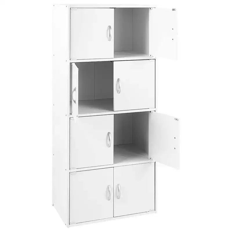 Hodedah HID44 Robusto armadio-libreria multiuso con 8 ante a montaggio a pavimento per casa e ufficio, finitura in legno di faggio