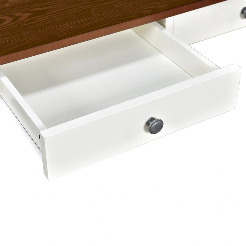 Set da pranzo di 6 pezzi in legno con 4 sedie e panca, tavolo con cassetto