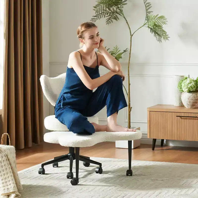 Pinmoco Sedia da ufficio ergonomica Criss Cross, sedia da meditazione regolabile in altezza, girevole a 360°, supporto lombare, sedia da lavoro e da ufficio, sedia ADHD