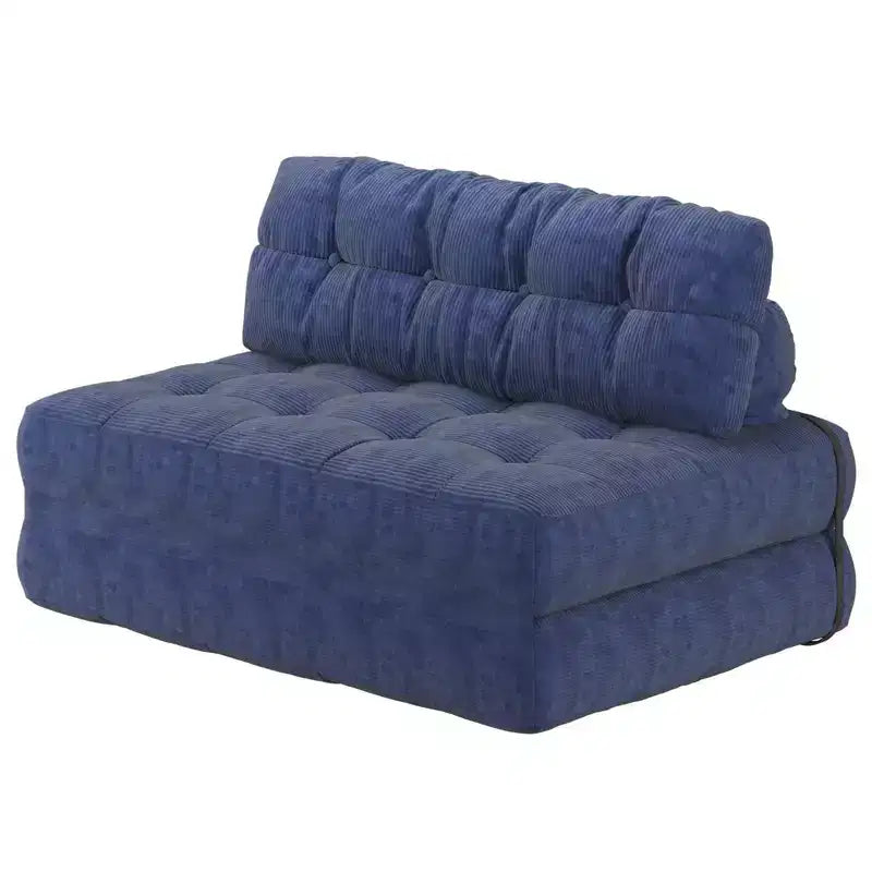 Canapé-lit futon pliant entièrement en velours côtelé, chaise de couchage convertible au sol avec oreiller et dossier