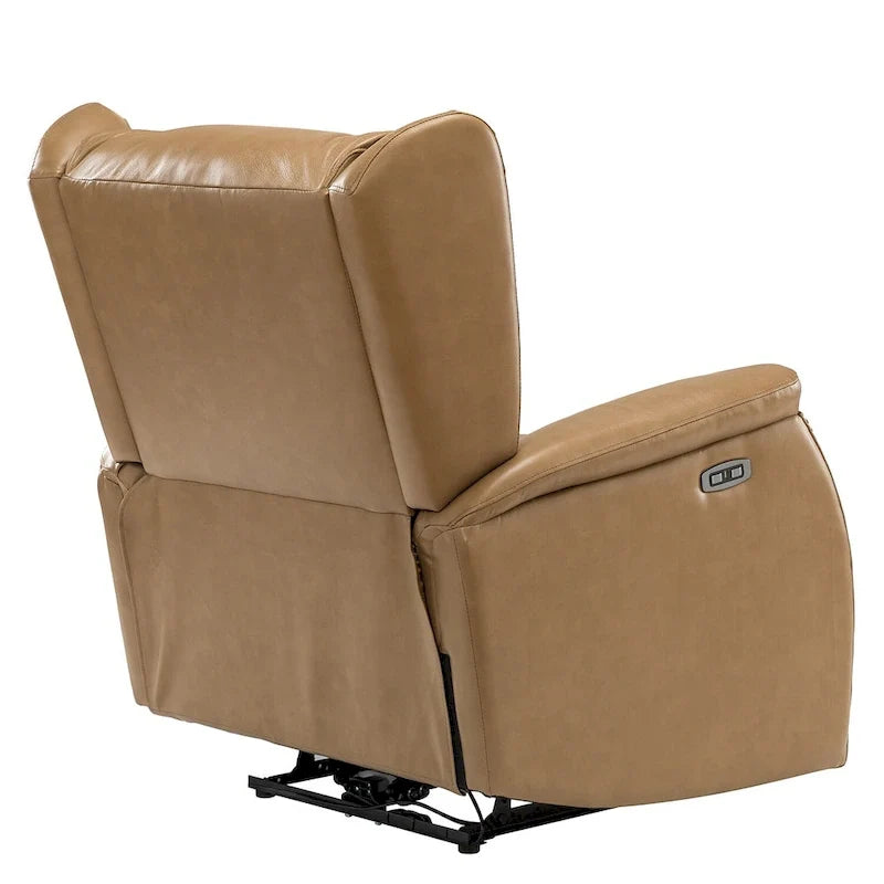 Poltrona reclinabile Eduardo in vera pelle con porta USB, set da 2