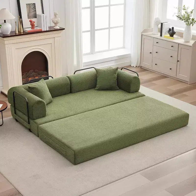 Divano letto convertibile 2 in 1, comodo divano letto pieghevole in velluto a coste con seduta profonda e ampi braccioli, divano senza struttura, per soggiorno, appartamenti