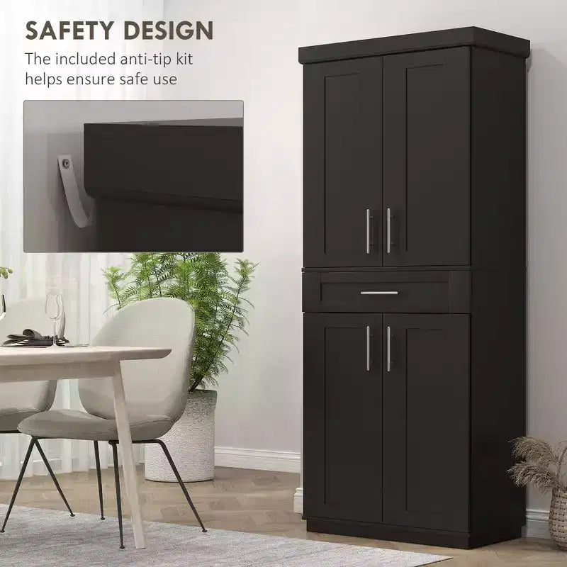 Dispensa da Cucina Moderna, Mobile Autoportante con Ante e Cassetti, Ripiani Regolabili