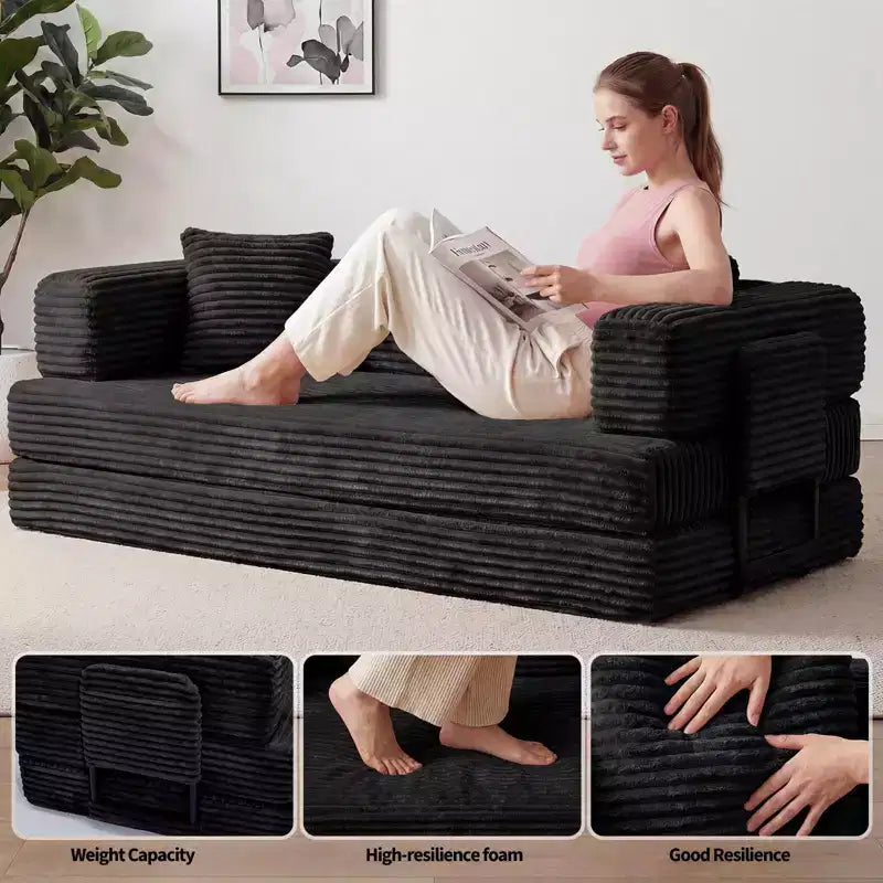 80.7 Divano Letto Trasformabile 5 in 1 鈥?Velluto a Coste, 544 kg, Nessun Montaggio