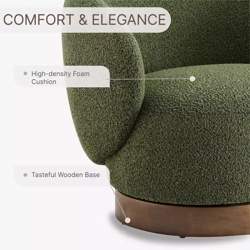 Poltrona a botte girevole imbottita Spruce&Spring con base in legno