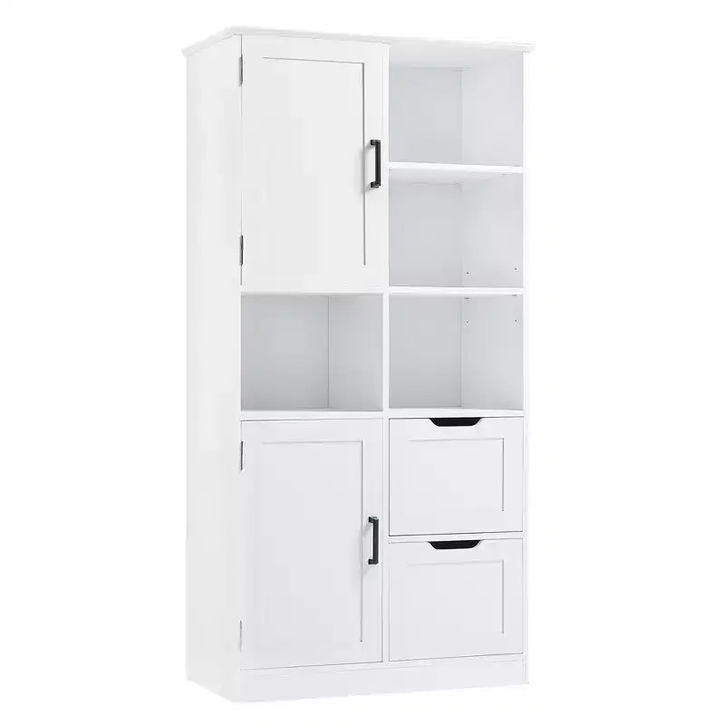 Mobiletto da bagno alto 157 cm, mobiletto indipendente da terra con cassetto e ripiano regolabile, mobiletto per dispensa per bagno e soggiorno