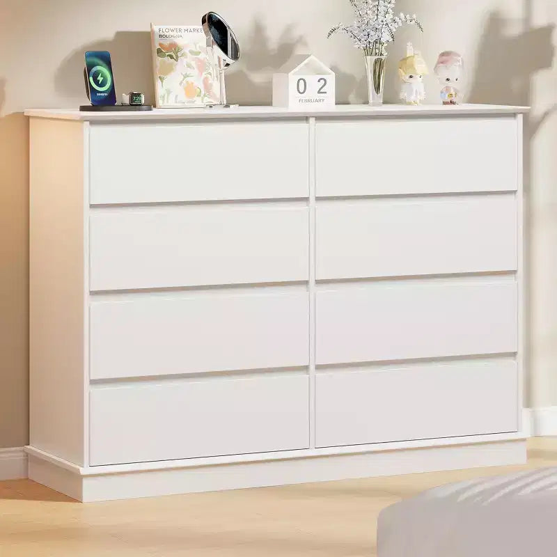 Armoire de rangement à 8 tiroirs, commode à tiroirs profonds, grand placard à plateau large pour salon, couloir, chambre d'enfants
