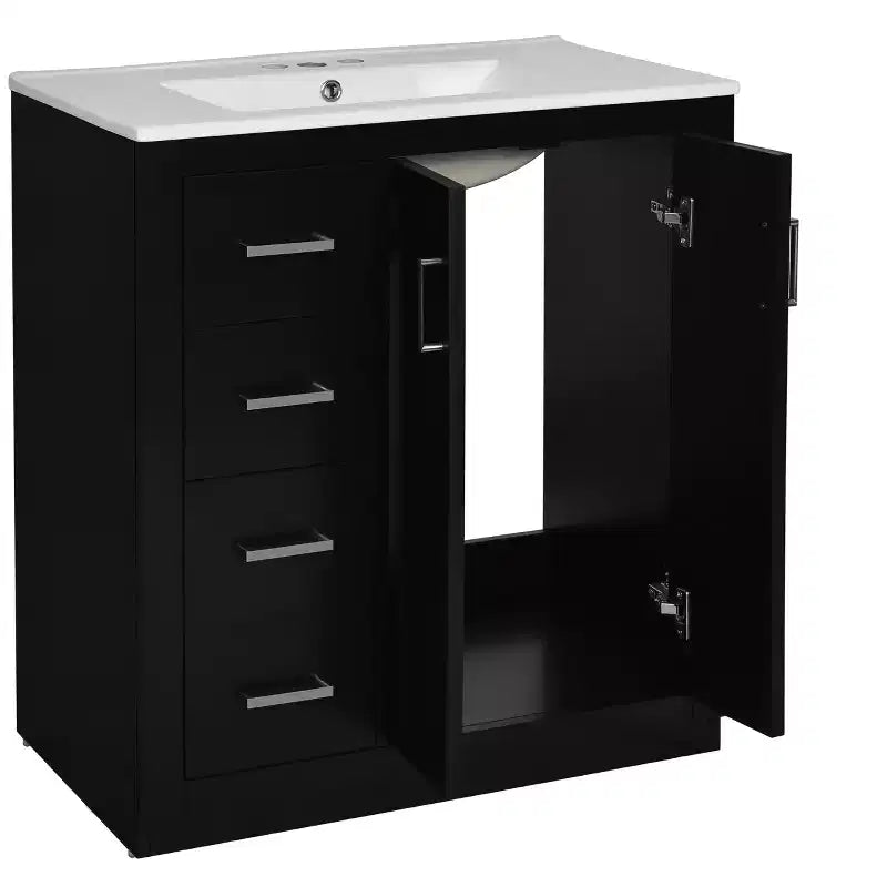 Mobile bagno 30 pollici con lavabo singolo, armadietto e 3 cassetti – Nero / Blu / Verde / Indaco / Bianco