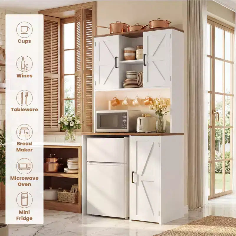 Mobile dispensa da cucina Besiost con spazio per mini frigo, mobile bar con ripiano contenitore