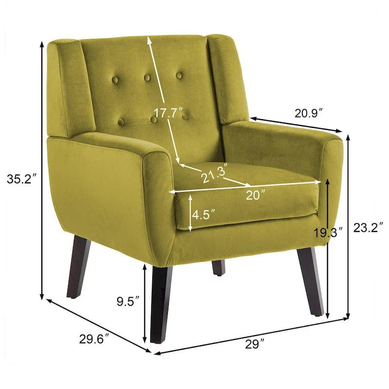 Set di 2 Poltrone Accent in Velluto per Soggiorno, Poltrona Imbottita