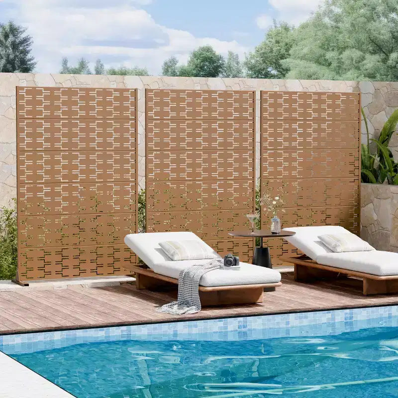 Divisorio MAYEERTY Brick 01 marrone in acciaio zincato, 72x47x16, schermo per la privacy a doppia faccia in 6 pezzi antiruggine