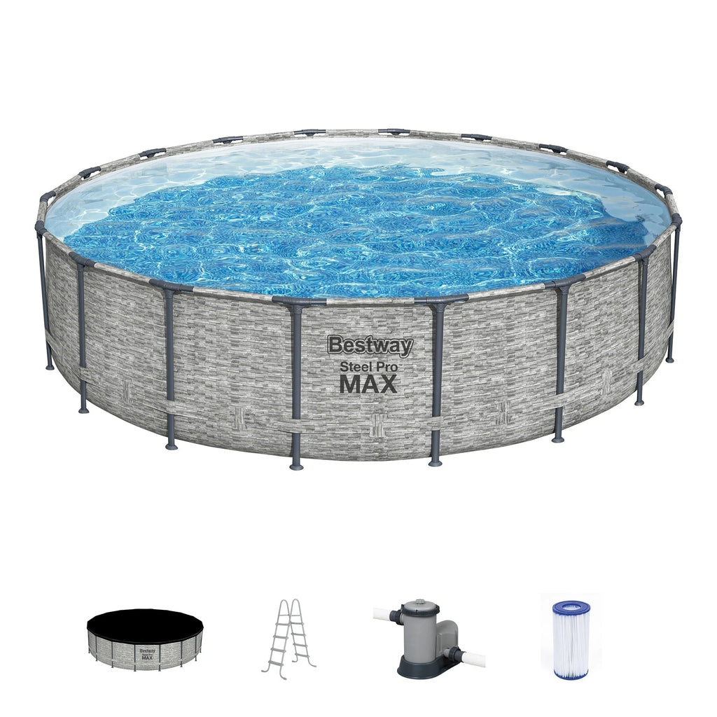 Piscina Fuori Terra Rotonda Bestway Steel Pro MAX con Pompa e Copertura