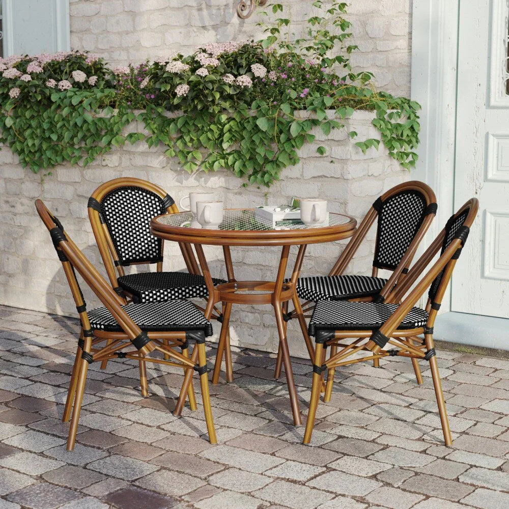 Set Bistrò Commerciale per Interni/Esterni con Tavolo e Quattro Sedie