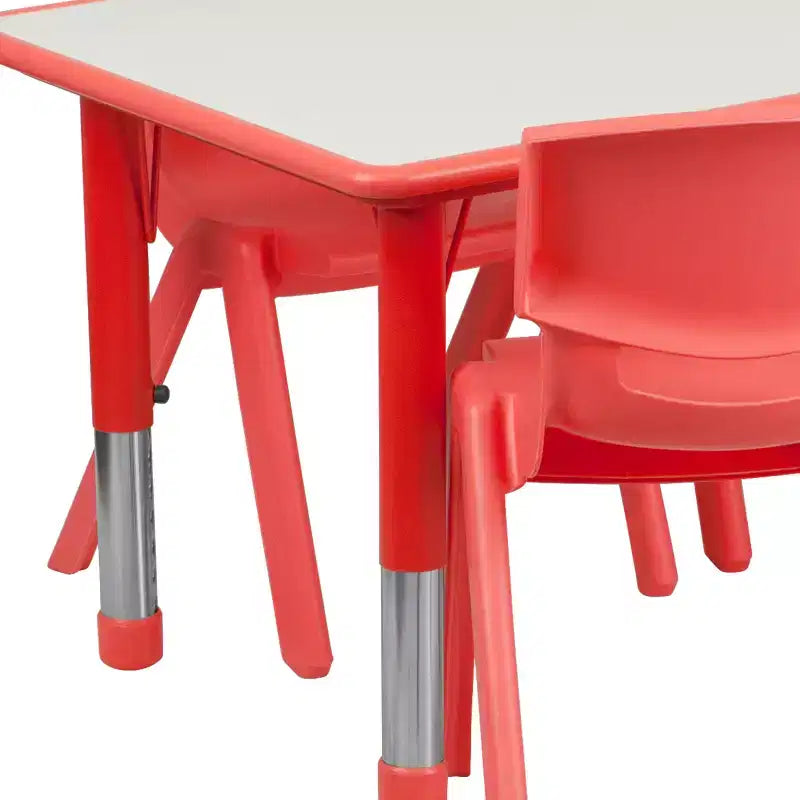 Set Tavolo Attività Rettangolare Regolabile in Altezza in Plastica Emma and Oliver 23.625"W x 47.25"L con 6 Sedie