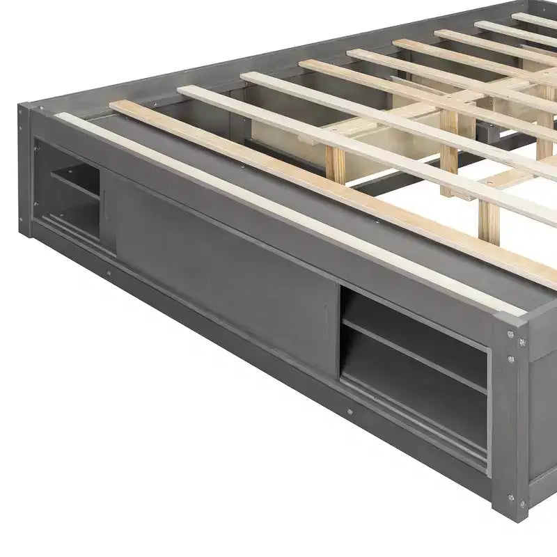 Struttura letto a piattaforma Whisen Queen con 4 cassetti e contenitore nella pediera