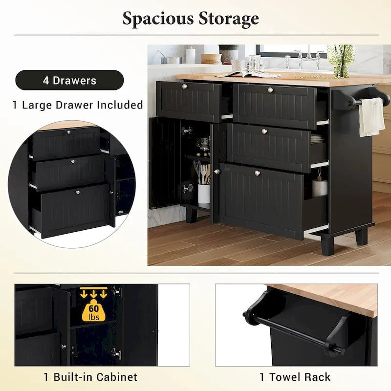 Set da isola per cucina TOPMAX con anta a ribalta e 2 posti a sedere, set tavolo da pranzo con ripiano regolabile, cassetti e portasciugamani
