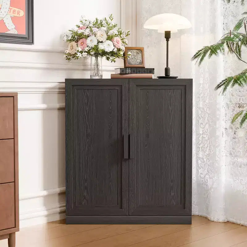 Mobile ad Angolo Dovelina con Ripiani Regolabili Credenza Buffet Vetrinetta Vino Mobile da Cucina e Sala da Pranzo con Ante in Legno - 31H x 31W, 36H x 31W