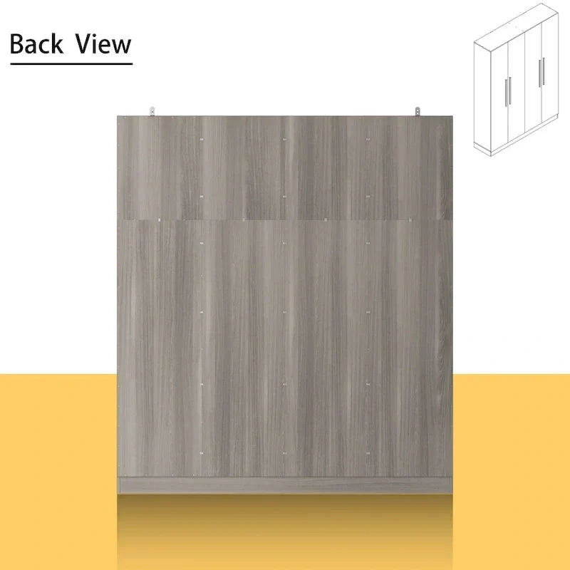 Armadio moderno freestanding in legno massiccio con ripiani
