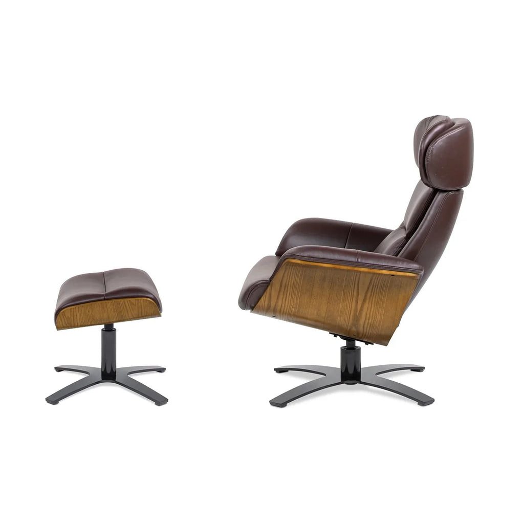 Jovan 31.5 Poltrona reclinabile in vera pelle con pouf