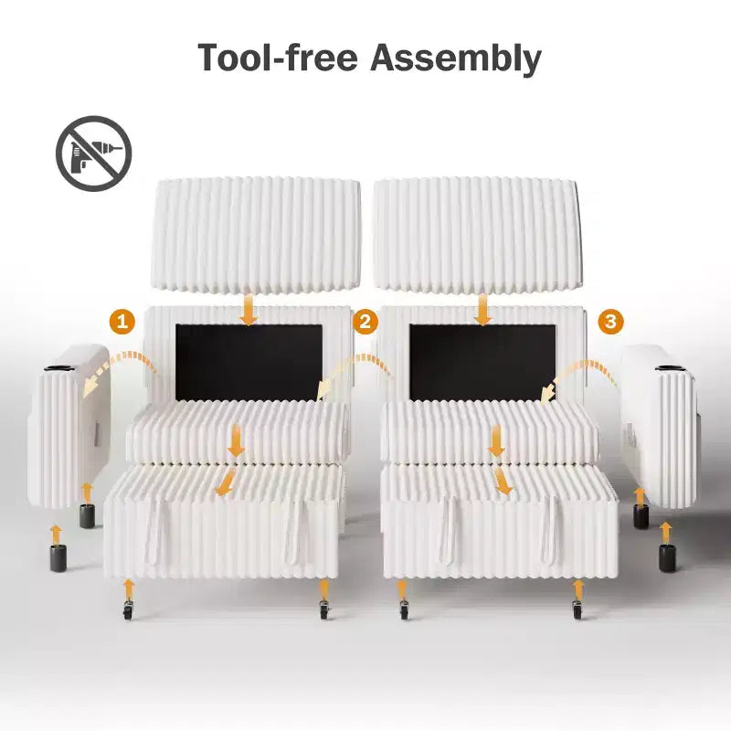 Divano Letto Sezionale Dyonery 91 con Letto Estraibile, Schienale Reclinabile/Due Letti Estraibili/Porte USB/Portabicchieri, Velluto a Coste Peluche