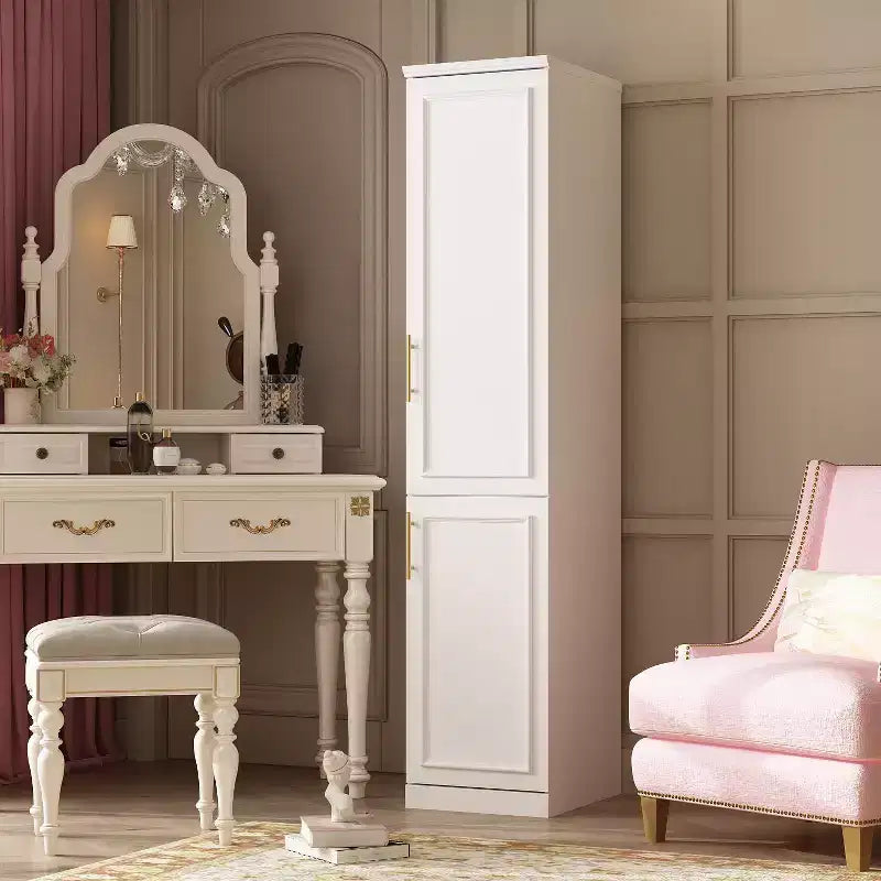 Famapy Armadio Guardaroba Modulare di Lusso Bianco con Dettagli Dorati: Ante a Pannelli + Design Ante Miste Elegante Armadio Su Misura per Camere da Letto