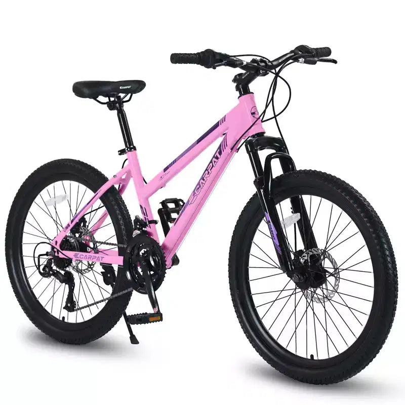 Okak Bici da montagna 24/26 pollici con 21 velocità e freni a doppio disco, bicicletta per bambini con sospensione anteriore da 100 mm, Dirt Bike per adolescenti e donne