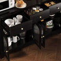 Credenza stretta da 140 cm con 3 cassetti e 4 ante per cucina, sala da pranzo, soggiorno