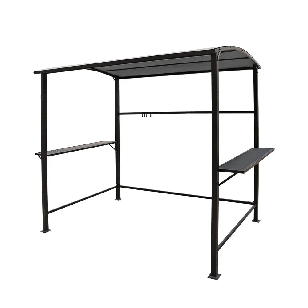 Gazebo da esterno con struttura in acciaio 1,5 x 2,4 m con tettoia per barbecue