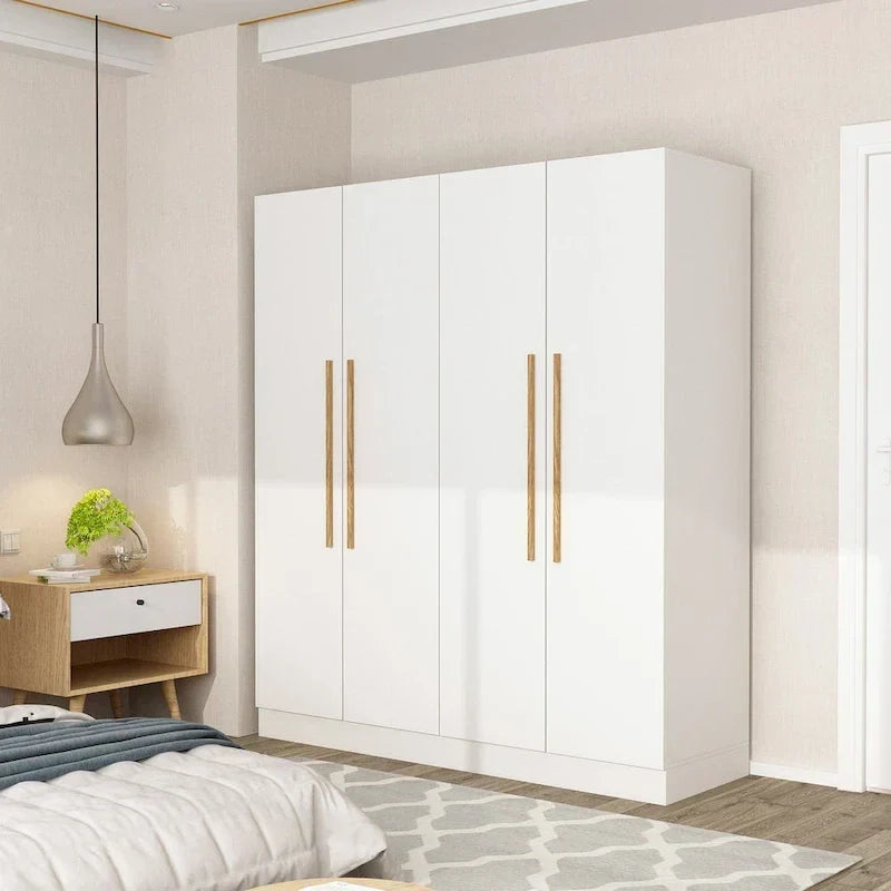 Armadio moderno freestanding in legno massiccio con ripiani