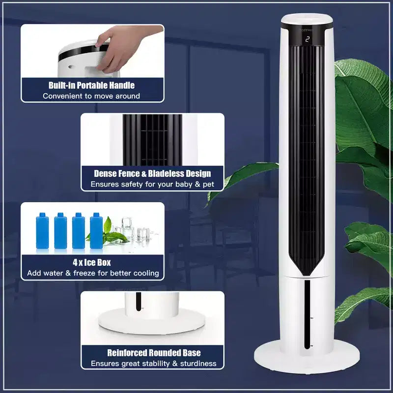 Costway Raffrescatore Evaporativo 3-in-1 Ventilatore a Torre Portatile da 41'' Umidificatore