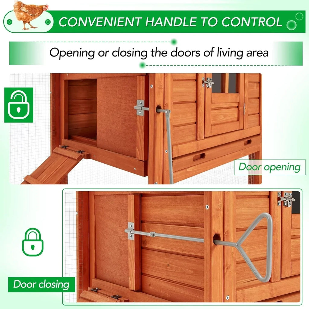 AECOJOY Pollaio Grande in Legno da 365 cm con Recinto e Conigliera