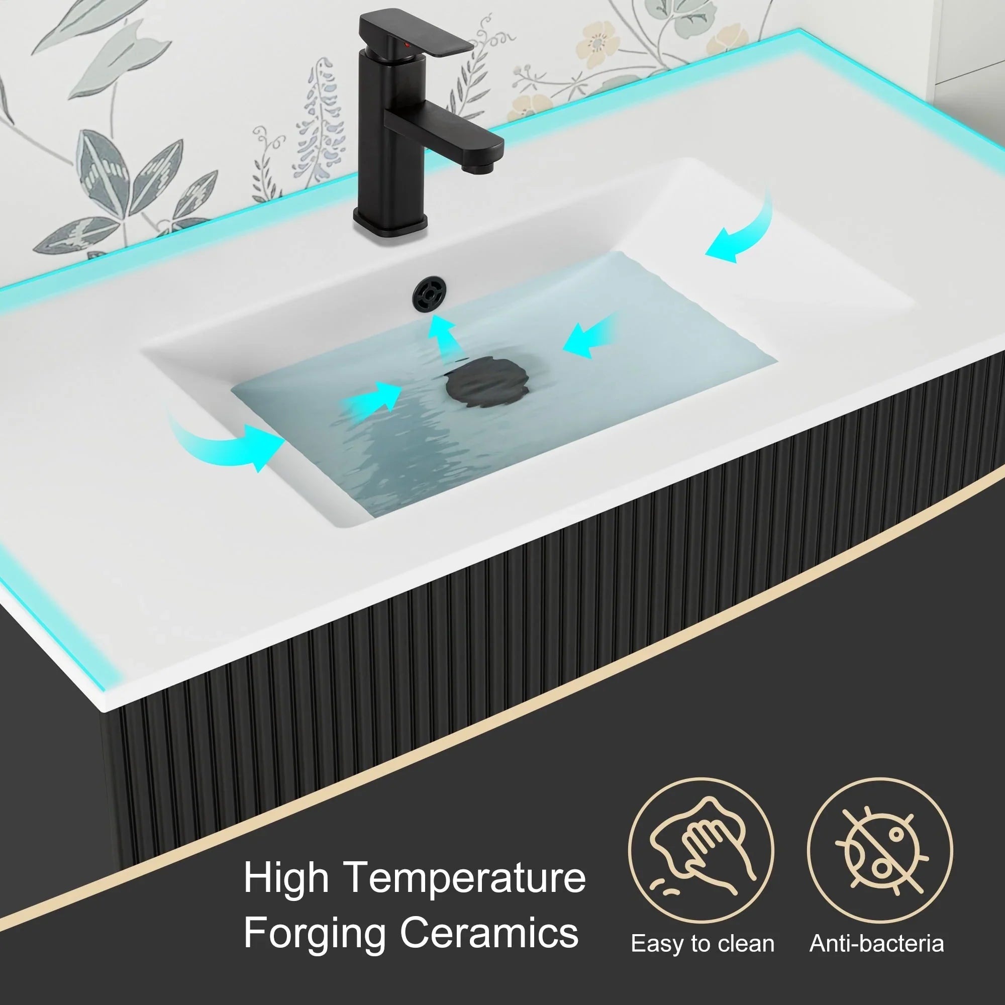 Mobile bagno 30/36/48 Wavy Line con lavabo e rubinetto