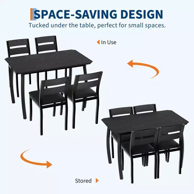 Tavolo e sedie da cucina con struttura in metallo, set da 5 pezzi, con design smussato