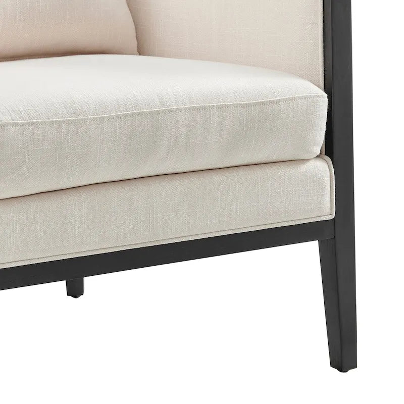 Poltrona d'Appoggio in Lino Tillman con Rattan