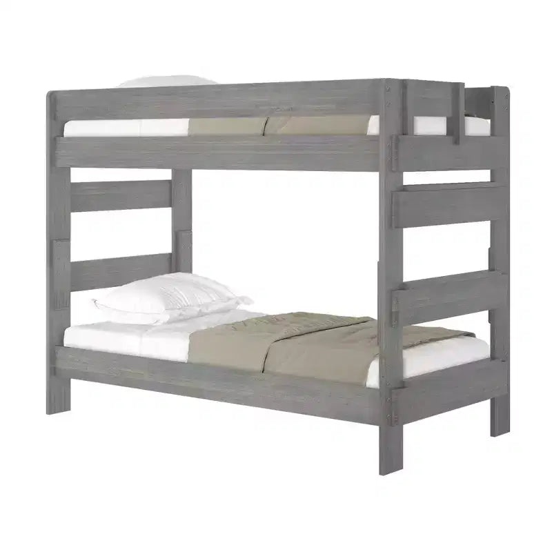 Letto a castello in legno massello Plank+Beam, stile rustico, singolo su singolo, per adulti