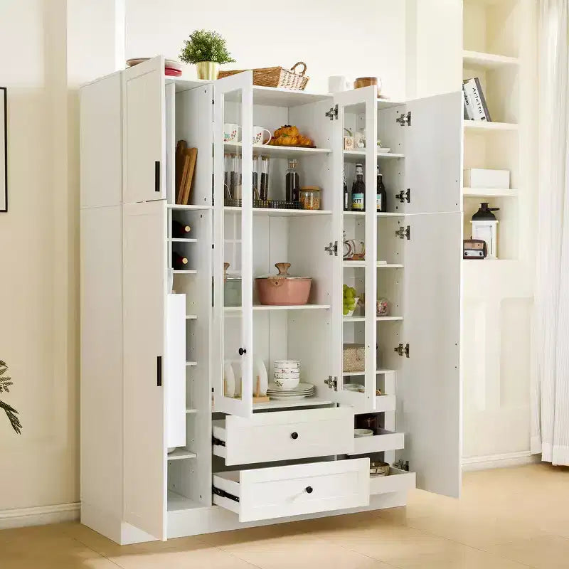 Dispensa da Cucina Autoportante Whisen 71''H, Grande Armadio Contenitore per Sala da Pranzo con 6 Ante, Ripiani Regolabili