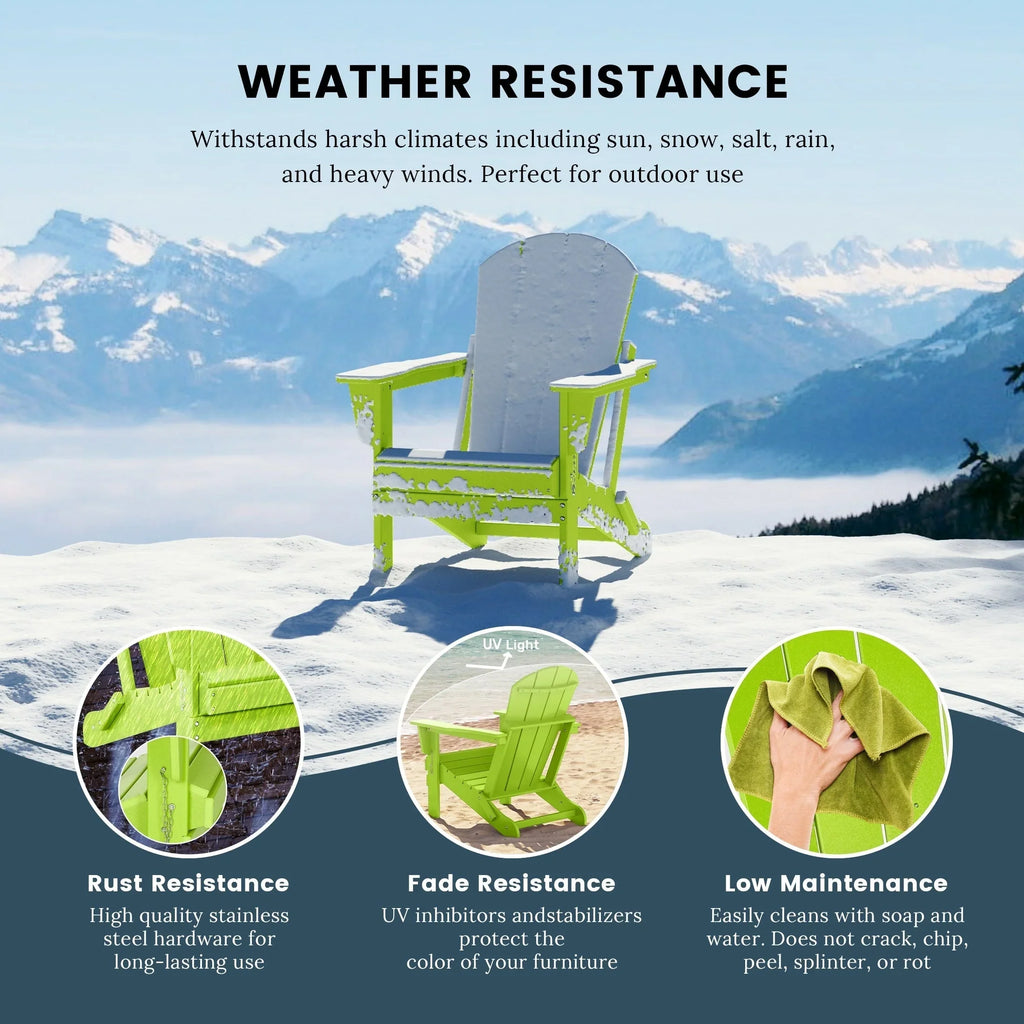 Polytrends Laguna Sedia Adirondack Pieghevole da Esterno per Patio Resistente allo Sbiadimento e alle Intemperie